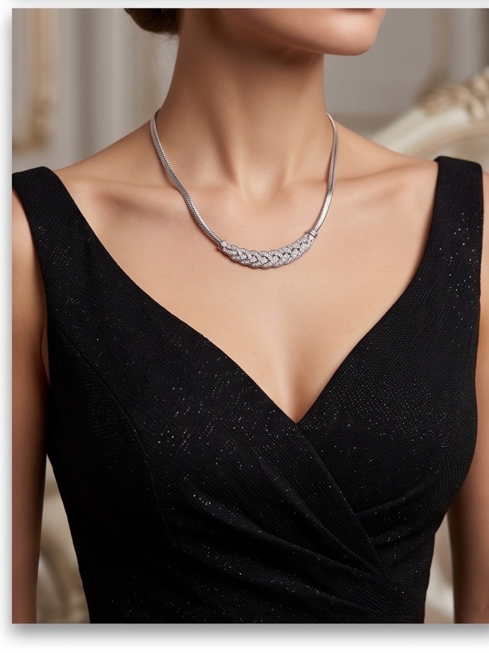 18K White Gold Plated Made With Swarovski Crystals “Love Waltz" NWOT